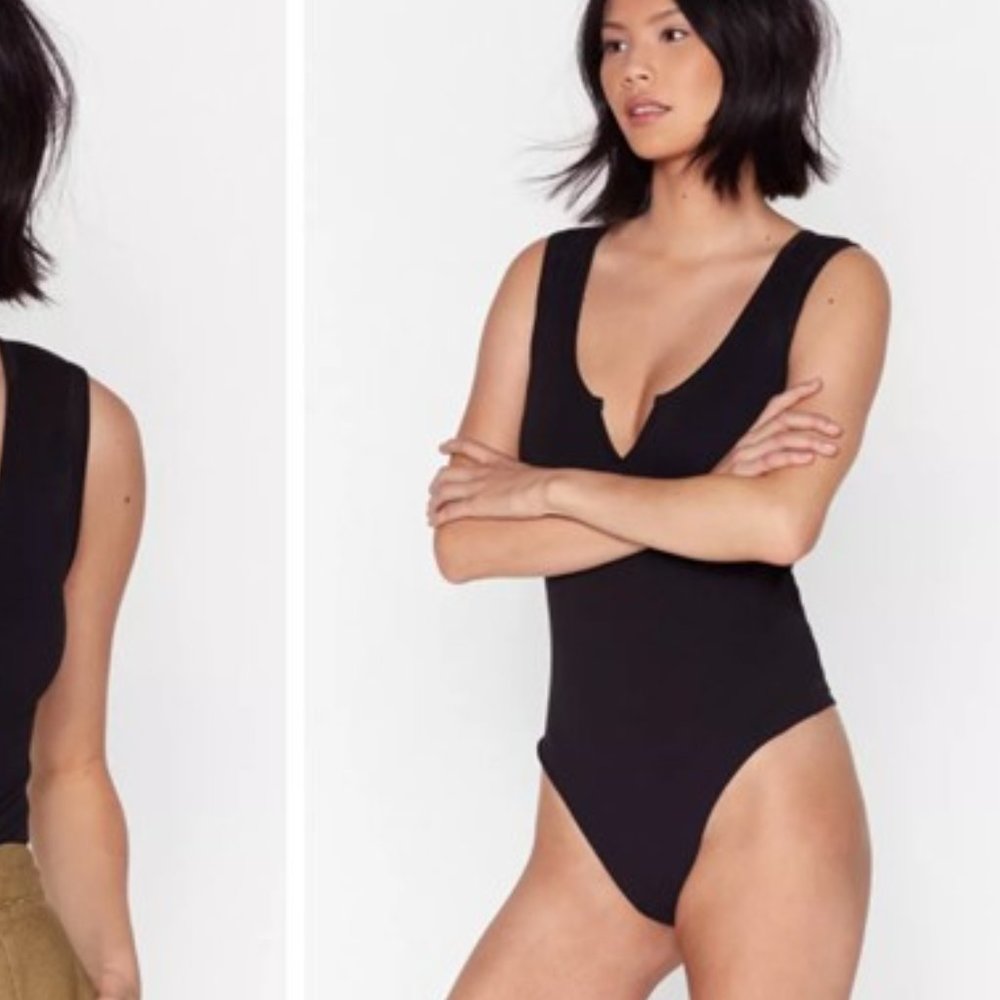 NWT Nasty Gal Fitted Sleeveless V Cut Bodysuit